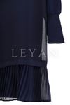 Pilise Detaylı Uzun Kollu Tunik- LYN01423  Lacivert
