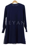 Pilise Detaylı Uzun Kollu Tunik- LYN01423  Lacivert