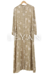 LYN01460 Desenli Viskon Elbise Bej