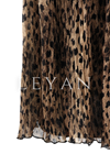 Sentez Leopar Kırıştırma Etek- LYN04201 Camel