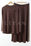 İşleme Detaylı Etekli Takım- LYN04217 Kahve
