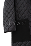 Orhan Store Kapitone Kumaş Kombinli Asimetrik Kapama Kap- LYN01901 Siyah
