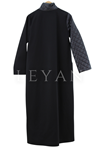 Orhan Store Kapitone Kumaş Kombinli Asimetrik Kapama Kap- LYN01901 Siyah