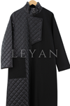 Orhan Store Kapitone Kumaş Kombinli Asimetrik Kapama Kap- LYN01901 Siyah