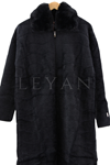 Angora Kumaş Kürklü Ceket- LYN03155 Siyah
