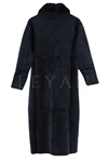 Angora Kumaş Kürklü Ceket- LYN03155 Siyah
