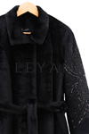 Fuat Gürşen Kolu İşlemeli Angora Kaban-LYN03266 Siyah