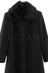 Safir Yakası Kürklü Kaban- LYN03239 Siyah