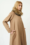 Orhan Store Kürklü Kaşe Kaban- LYN03261 Camel