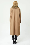 Orhan Store Kürklü Kaşe Kaban- LYN03261 Camel