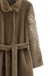 Fuat Gürşen Kolu İşlemeli Angora Kaban-LYN03266 Camel
