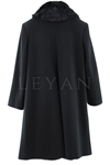 Safir Yakası Kürklü Kaban- LYN03239 Siyah