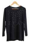 Mutlu Ertan Yıldız Taşlı Bluz- LYN04244 Siyah
