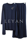 Nuss Kolları Merserize İşlemeli Takım- LYN04264 Lacivert