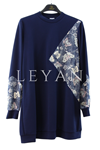 Orhan Store Kot Ve İşleme Detaylı Tunik- LYN04267 Lacivert