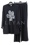 Orhan Store Çiçek Detaylı Takım- LYN04272 Siyah