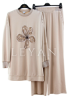 Orhan Store Çiçek Detaylı Takım- LYN04272 Bej