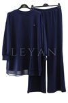 Orhan Store Şifon Detaylı Takım- LYN04292 Lacivert