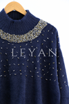 Nuss Boncuk İşlemeli Tunik- LYN04326 Lacivert