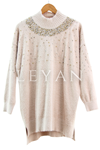 Nuss Boncuk İşlemeli Tunik- LYN04326 Bej