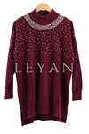 Nuss Boncuk İşlemeli Tunik- LYN04326 Bordo