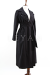 Nuss İşleme Detaylı Trench- LYN04340 Siyah
