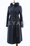 Orhan Store Kapşonu Kürklü Kaban- LYN04342 Lacivert