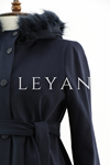 Orhan Store Kapşonu Kürklü Kaban- LYN04342 Lacivert