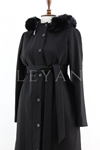 Orhan Store Kapşonu Kürklü Kaban- LYN04342 Siyah