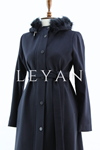 Orhan Store Kapşonu Kürklü Kaban- LYN04342 Lacivert