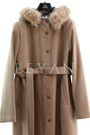 Orhan Store Kapşonu Kürklü Kaban- LYN04342 Vizon