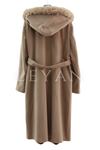 Orhan Store Kapşonu Kürklü Kaban- LYN04342 Vizon