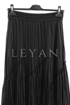 Sentez Viola Parçalı Kırıştırma Etek- LYN04352 Siyah