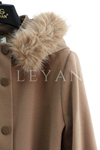 Orhan Store Kapşonu Kürklü Kaban- LYN04342 Vizon