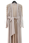 Orhan Store Omzu İşlemeli Abaya Takım- LYN03825 Bej