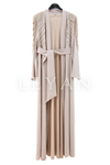 Orhan Store Omzu İşlemeli Abaya Takım- LYN03825 Bej