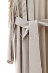 Orhan Store Omzu İşlemeli Abaya Takım- LYN03825 Bej