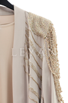 Orhan Store Omzu İşlemeli Abaya Takım- LYN03825 Bej