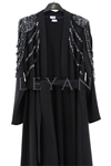 Orhan Store Omzu İşlemeli Abaya Takım- LYN03825 Siyah