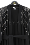 Orhan Store Omzu İşlemeli Abaya Takım- LYN03825 Siyah