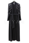Orhan Store Omzu İşlemeli Abaya Takım- LYN03825 Siyah