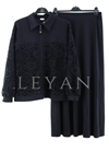 Orhan Store Ceketi Güpürlü Takım- LYN04360 Siyah