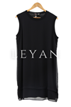 Rayon Detaylı Kolsuz Şifon İçlik- LYN01399  Siyah