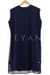 Rayon Detaylı Kolsuz Şifon İçlik- LYN01399  Lacivert
