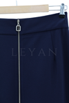 Sentez Önü Fermuarlı Etek- LYN03099 Lacivert