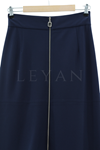 Sentez Önü Fermuarlı Etek- LYN03099 Lacivert