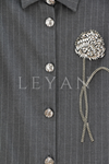Dule Çizgili Yelek- LYN04212 Gri