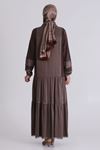 Behrem Qupra Elbise- LYN04380 Kahve