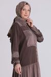 Behrem Qupra Elbise- LYN04380 Kahve