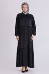Behrem Qupra Elbise- LYN04380 Siyah